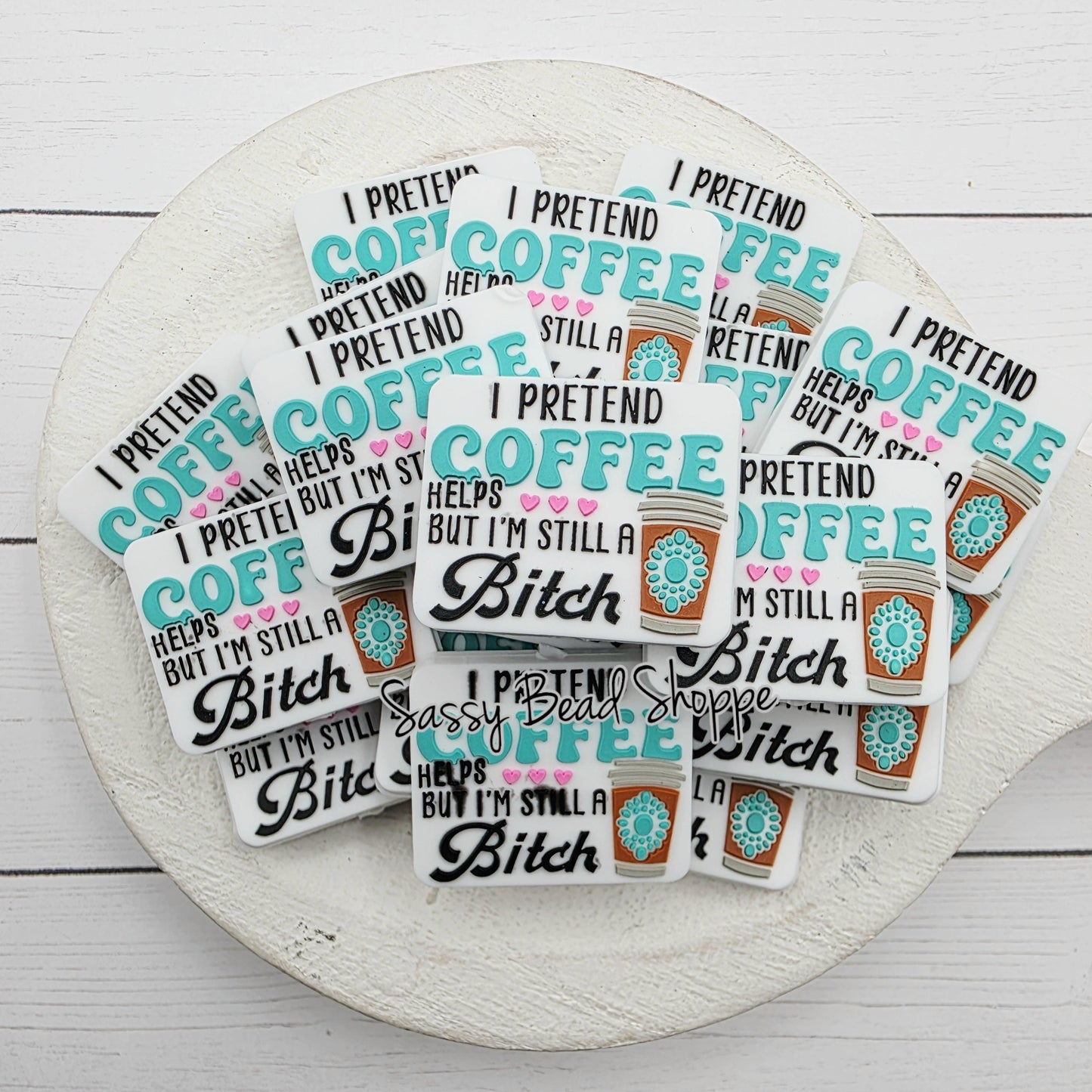 Coffee Lover Silicone Focal Bead, Bead Supply for Jewelry Making, DIY Keychains, Pens, Wristlets, Cookie Scribes, Car Charms, Bracelets