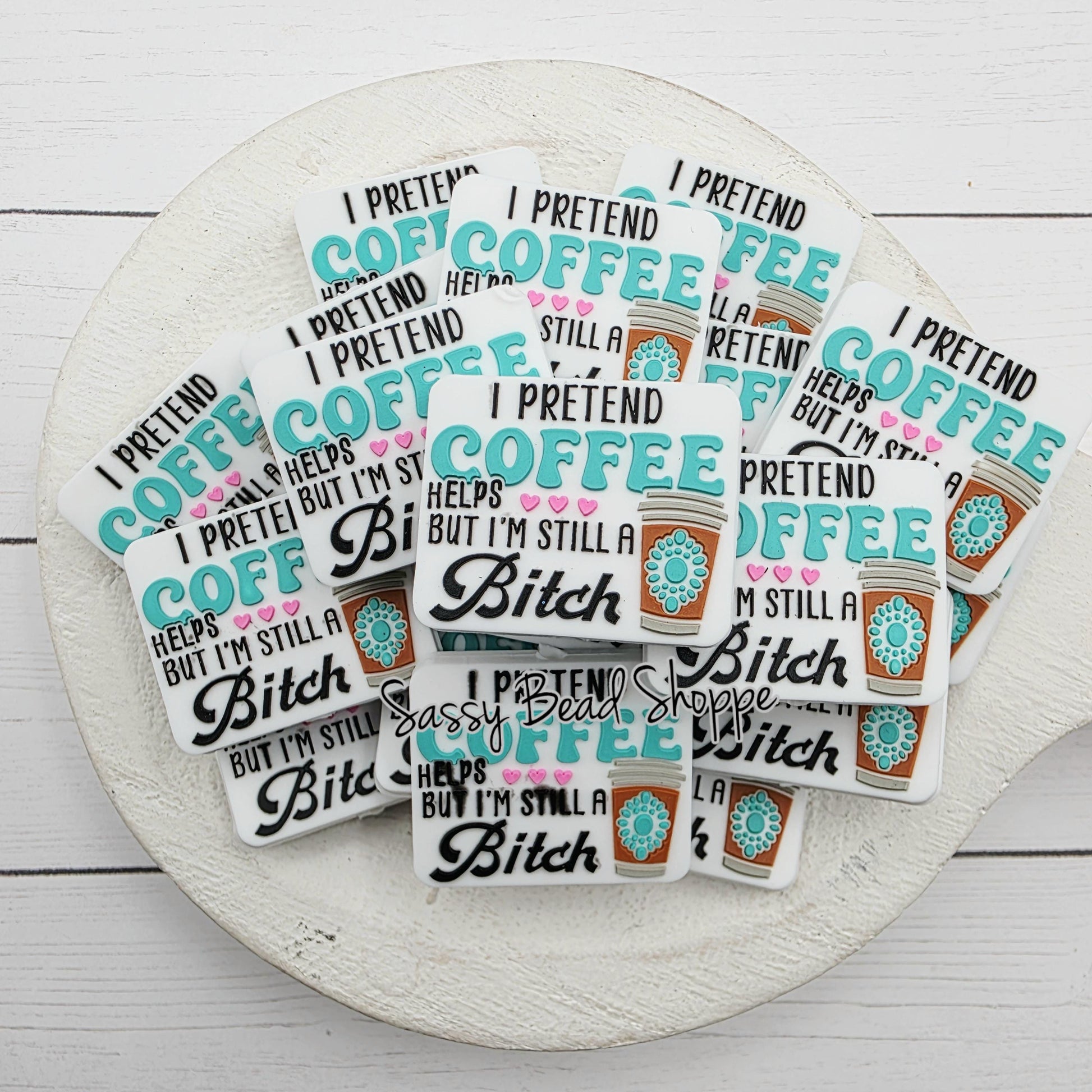 Coffee Lover Silicone Focal Bead, Bead Supply for Jewelry Making, DIY Keychains, Pens, Wristlets, Cookie Scribes, Car Charms, Bracelets