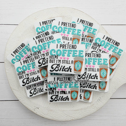 Coffee Lover Silicone Focal Bead, Bead Supply for Jewelry Making, DIY Keychains, Pens, Wristlets, Cookie Scribes, Car Charms, Bracelets