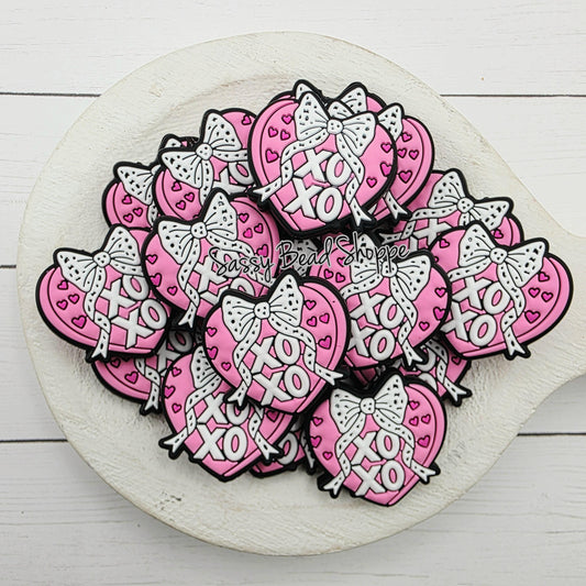 Heart XOXO Focal Beads