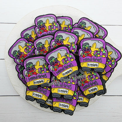 Mardi Gras Truck Focal Bead, Purple and Gold Bead for DIY Keychains, Pens, Car Charms, Wristlets, Festival Jewelry Crafts