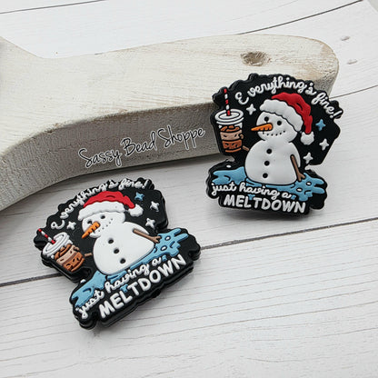 Snowman Meltdown Focal Beads, Silicone Beads, Focal Beads, Beaded Pens, Focal Beads for Pens, Christmas Focal Beads, Wristlet, Keychains