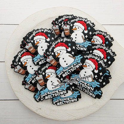 Snowman Meltdown Focal Beads, Silicone Beads, Focal Beads, Beaded Pens, Focal Beads for Pens, Christmas Focal Beads, Wristlet, Keychains