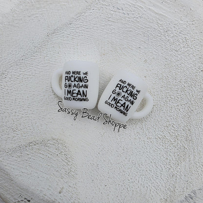 Here We Go Again Coffee Mug Silicone Beads, Coffee Cup Bead, Mug Shaped Silicone Beads, Focal Beads, Silicone For Pens