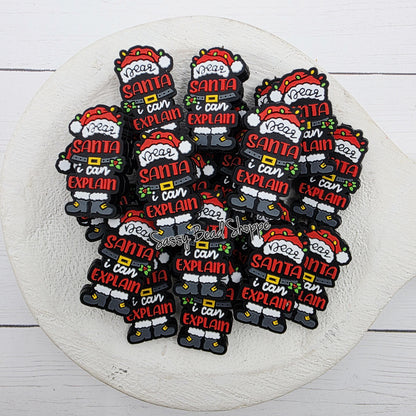 Dear Santa Focal Beads, Silicone Beads, Focal Beads, Beaded Pens, Focal Beads for Pens, Christmas Focal Beads, Wristlet, Keychains, Lanyard