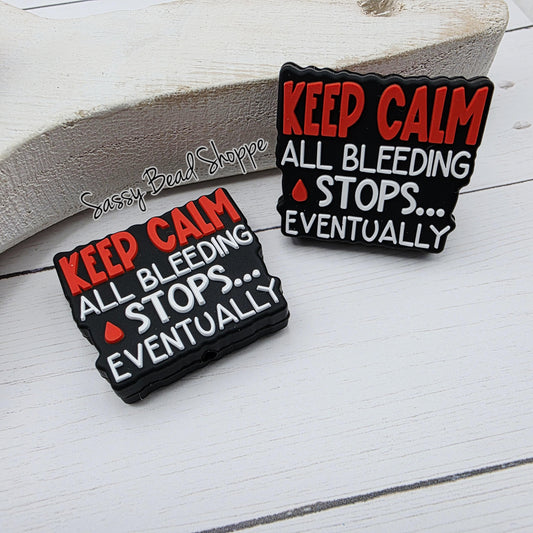Keep Calm Silicone Focal Bead, DIY Pen Beads for Bracelets, Keychain Making, Car Charm Crafts, Jewelry, Cookie Scribes, Tumbler Charms