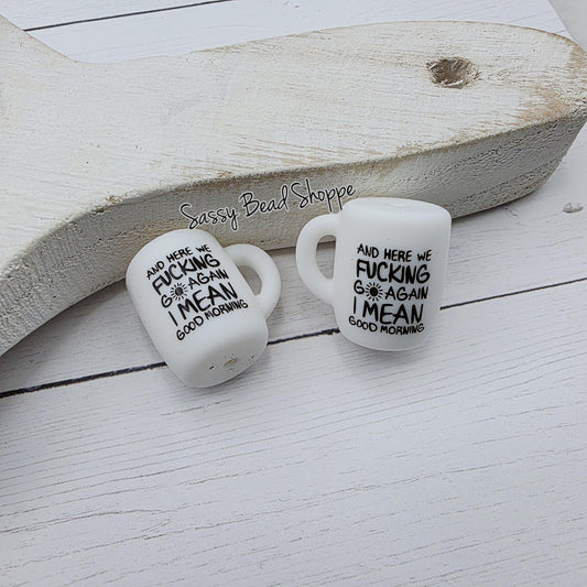 Here We Go Again Coffee Mug Silicone Beads, Coffee Cup Bead, Mug Shaped Silicone Beads, Focal Beads, Silicone For Pens