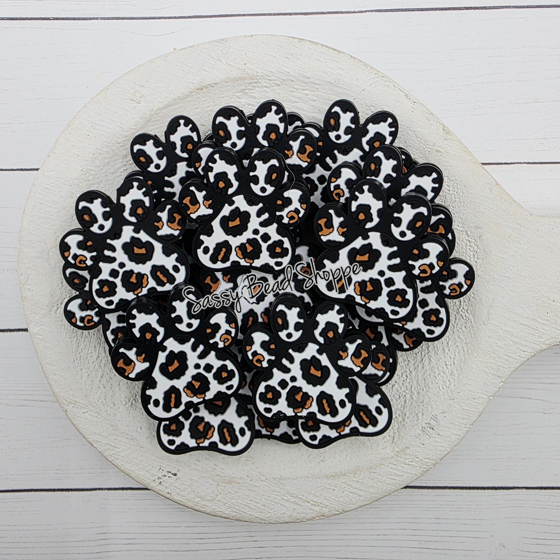 Leopard Paw Silicone Focal Bead, DIY Pen Beads for Bracelets, Keychain Making, Car Charm Crafts, Jewelry, Cookie Scribes, Tumbler Charms