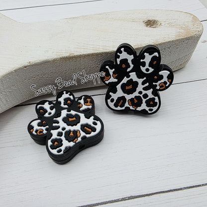 Leopard Paw Silicone Focal Bead, DIY Pen Beads for Bracelets, Keychain Making, Car Charm Crafts, Jewelry, Cookie Scribes, Tumbler Charms