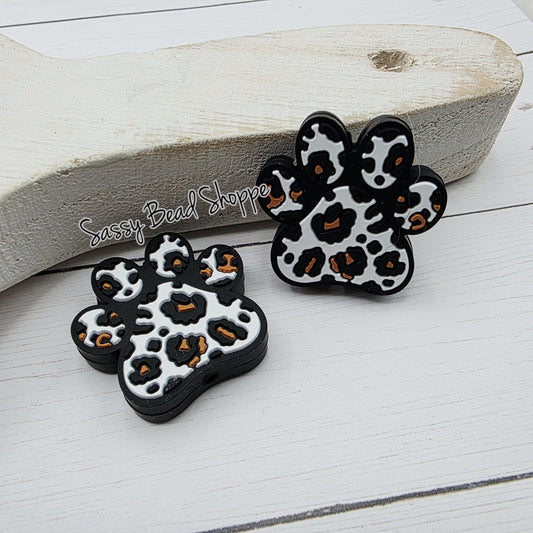 Leopard Paw Silicone Focal Bead, DIY Pen Beads for Bracelets, Keychain Making, Car Charm Crafts, Jewelry, Cookie Scribes, Tumbler Charms