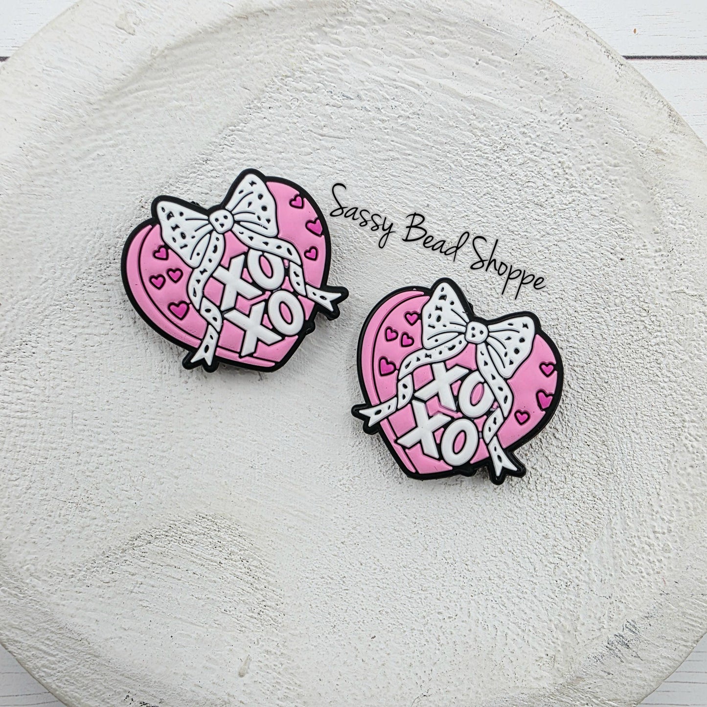 Heart XOXO Silicone Focal Bead, Jewelry Making Bead for DIY Pens, Keychains, Bracelets, Wristlets, Tumbler Charms, Cookie Scribes, Crafts