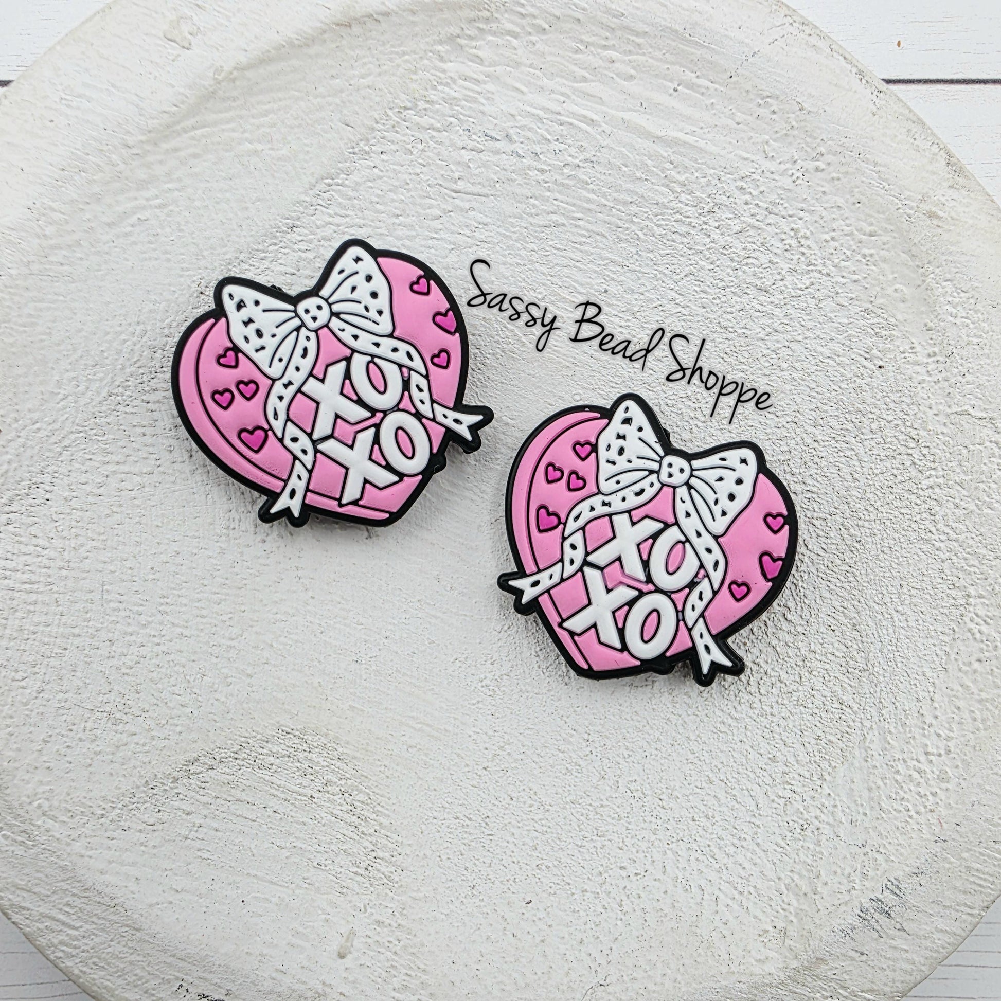 Heart XOXO Silicone Focal Bead, Jewelry Making Bead for DIY Pens, Keychains, Bracelets, Wristlets, Tumbler Charms, Cookie Scribes, Crafts