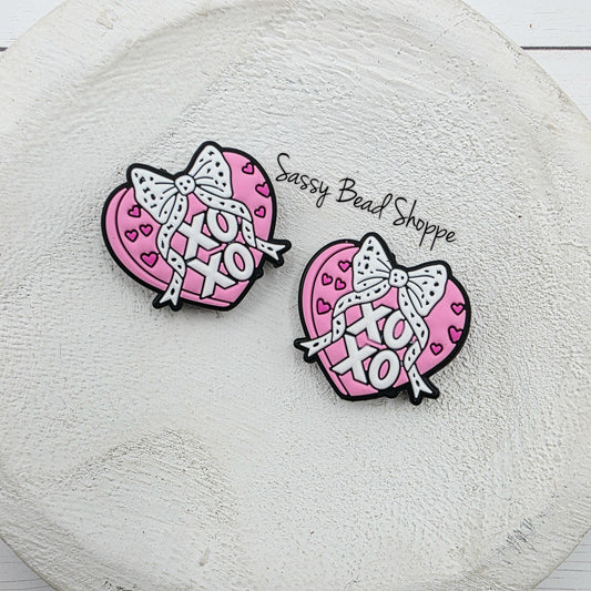 Heart XOXO Silicone Focal Bead, Jewelry Making Bead for DIY Pens, Keychains, Bracelets, Wristlets, Tumbler Charms, Cookie Scribes, Crafts