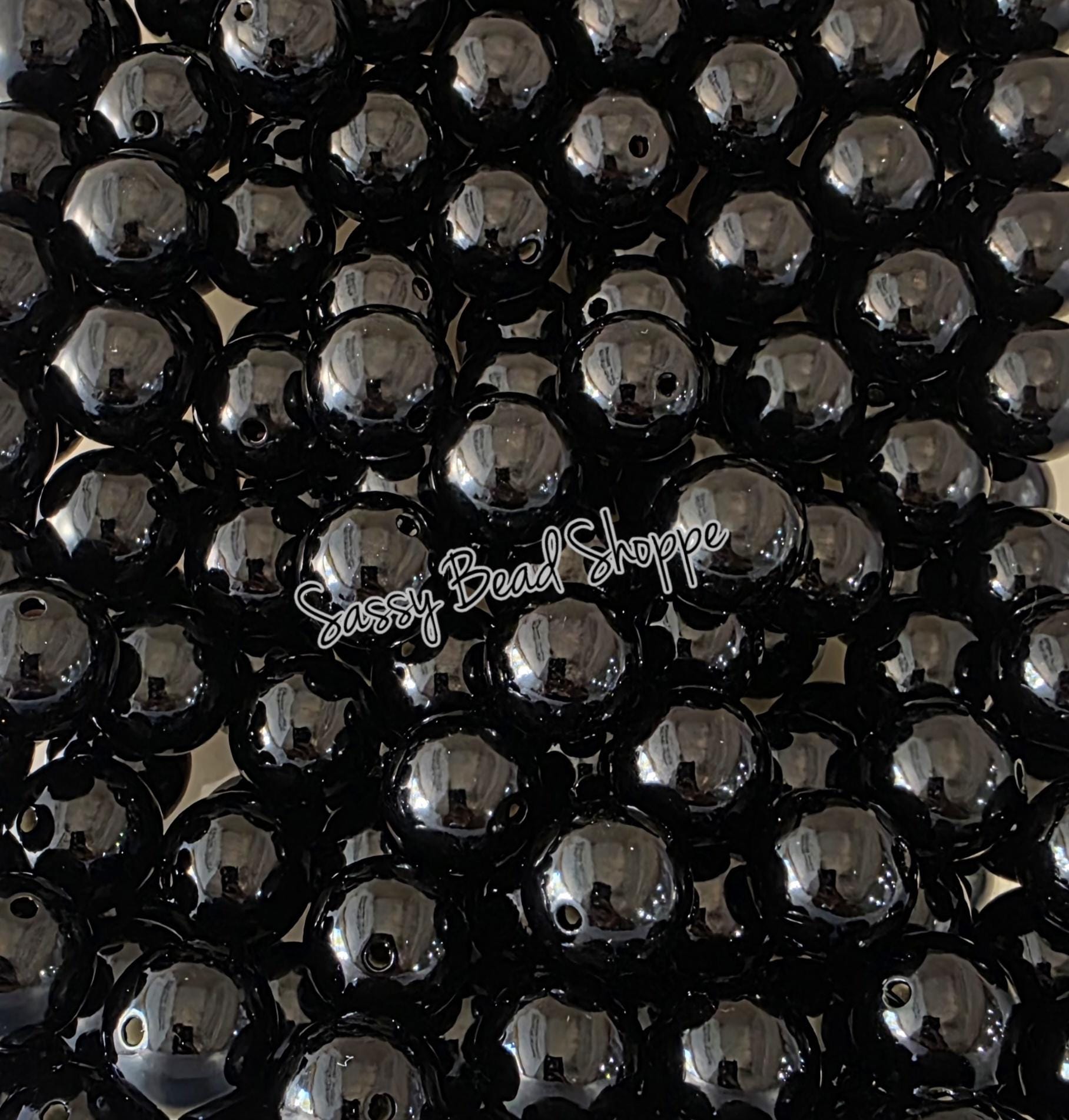 Black Pearl Chunky 20mm Acrylic Beads – Round Bubblegum Beads for Jewelry Making, DIY Pens, Car Charms, Bracelets