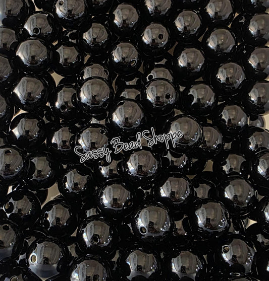 Black Pearl Chunky 20mm Acrylic Beads – Round Bubblegum Beads for Jewelry Making, DIY Pens, Car Charms, Bracelets