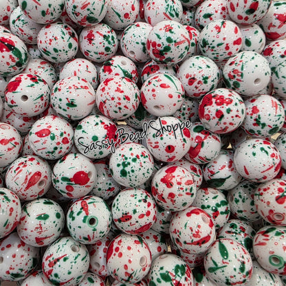 Christmas Splatter 20mm Acrylic Beads