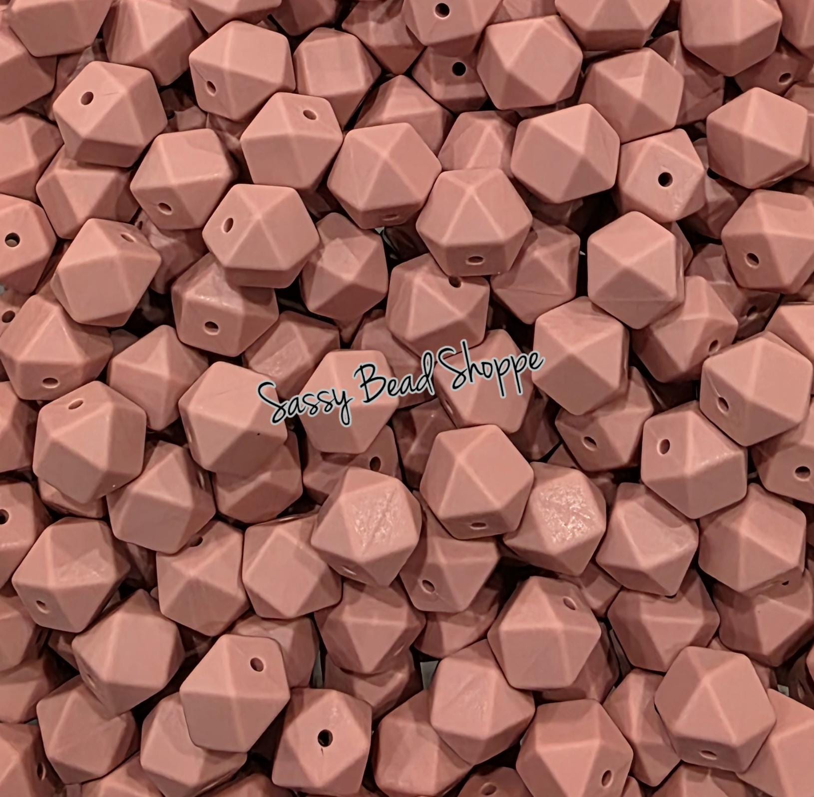 Dusty Rose 14mm Hexagon Silicone Beads