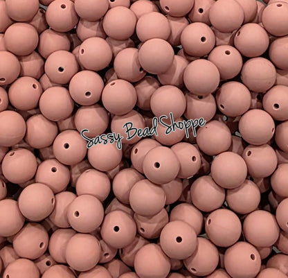 Dusty Rose 15mm Silicone Beads