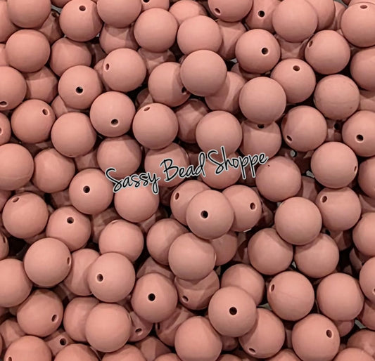 Dusty Rose 15mm Silicone Beads