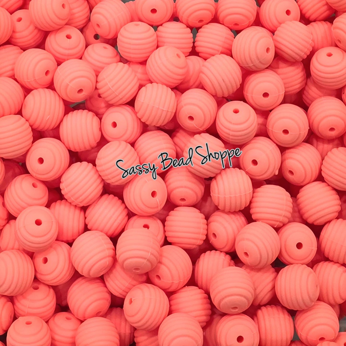 Peach Nectar Stripe 15mm Silicone Beads