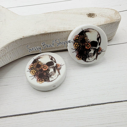 Skull With Flowers Focal Beads