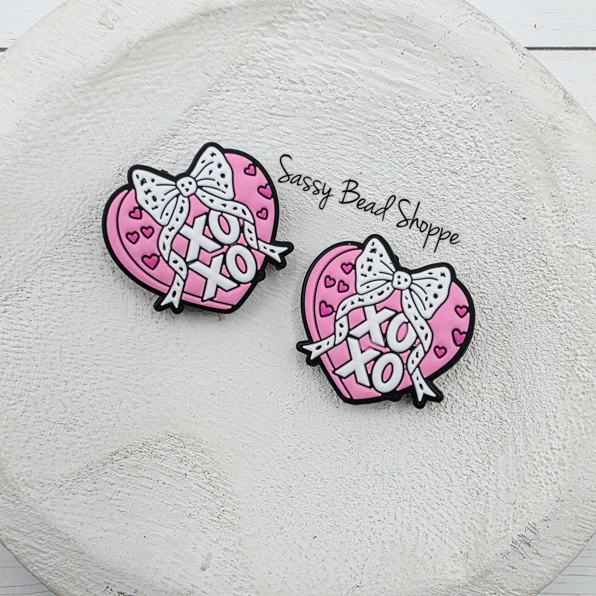 Heart XOXO Focal Beads