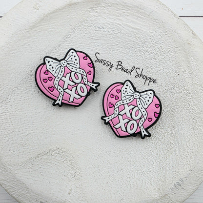 Heart XOXO Focal Beads