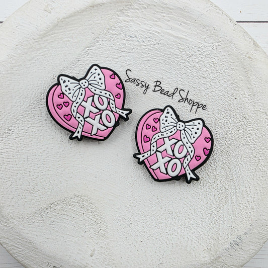 Heart XOXO Focal Beads