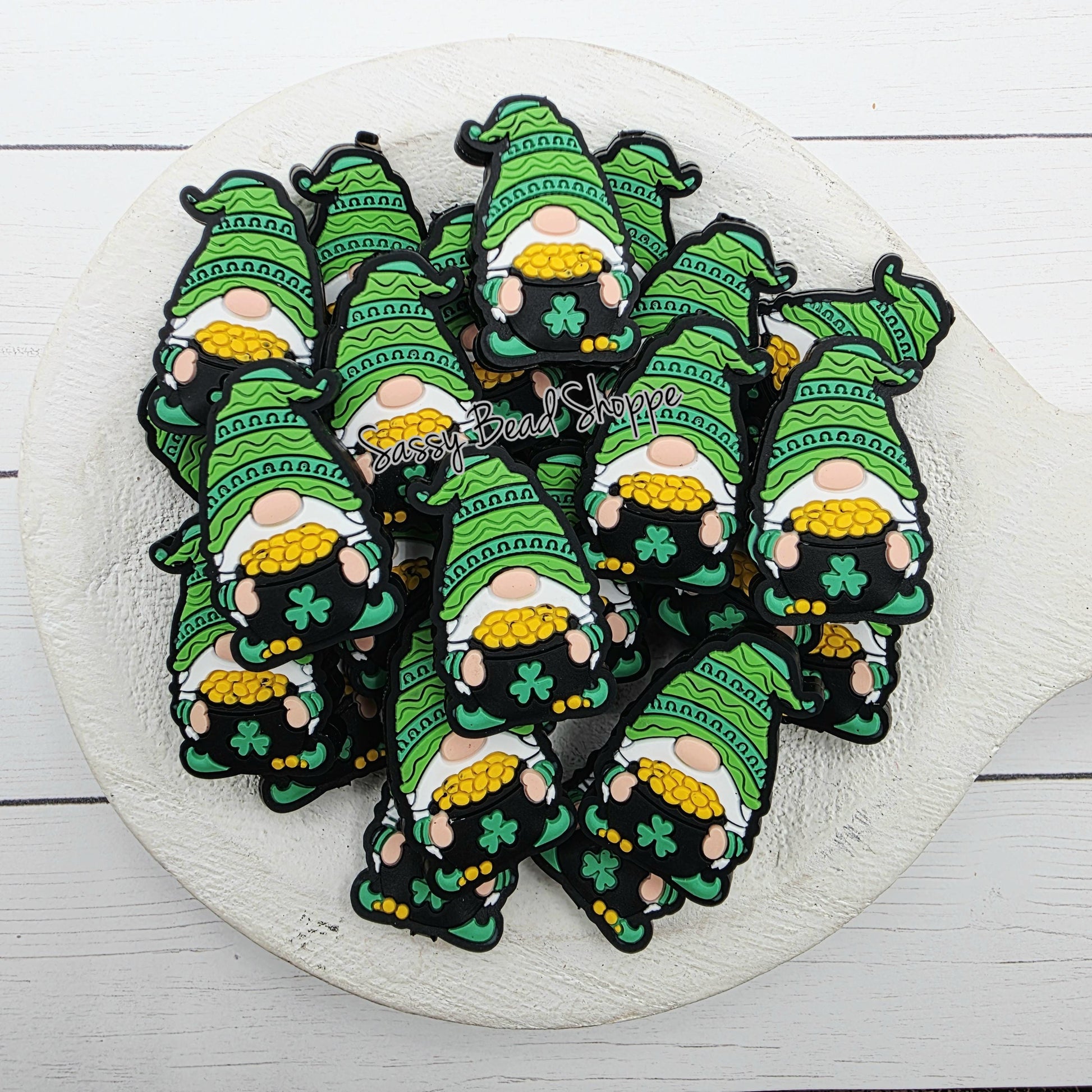 Lucky Gnome Focal Bead, Green St. Patrick’s Day Bead for DIY Pens, Keychains, Car Charms, Bracelets, Wristlets, Craft Projects