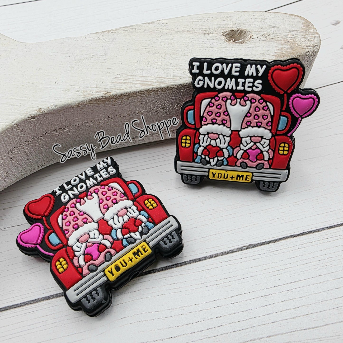 Love My Gnomies Silicone Focal Bead, DIY Pen Beads for Bracelets, Keychain Making, Car Charm Crafts, Jewelry, Cookie Scribes, Tumbler Charms