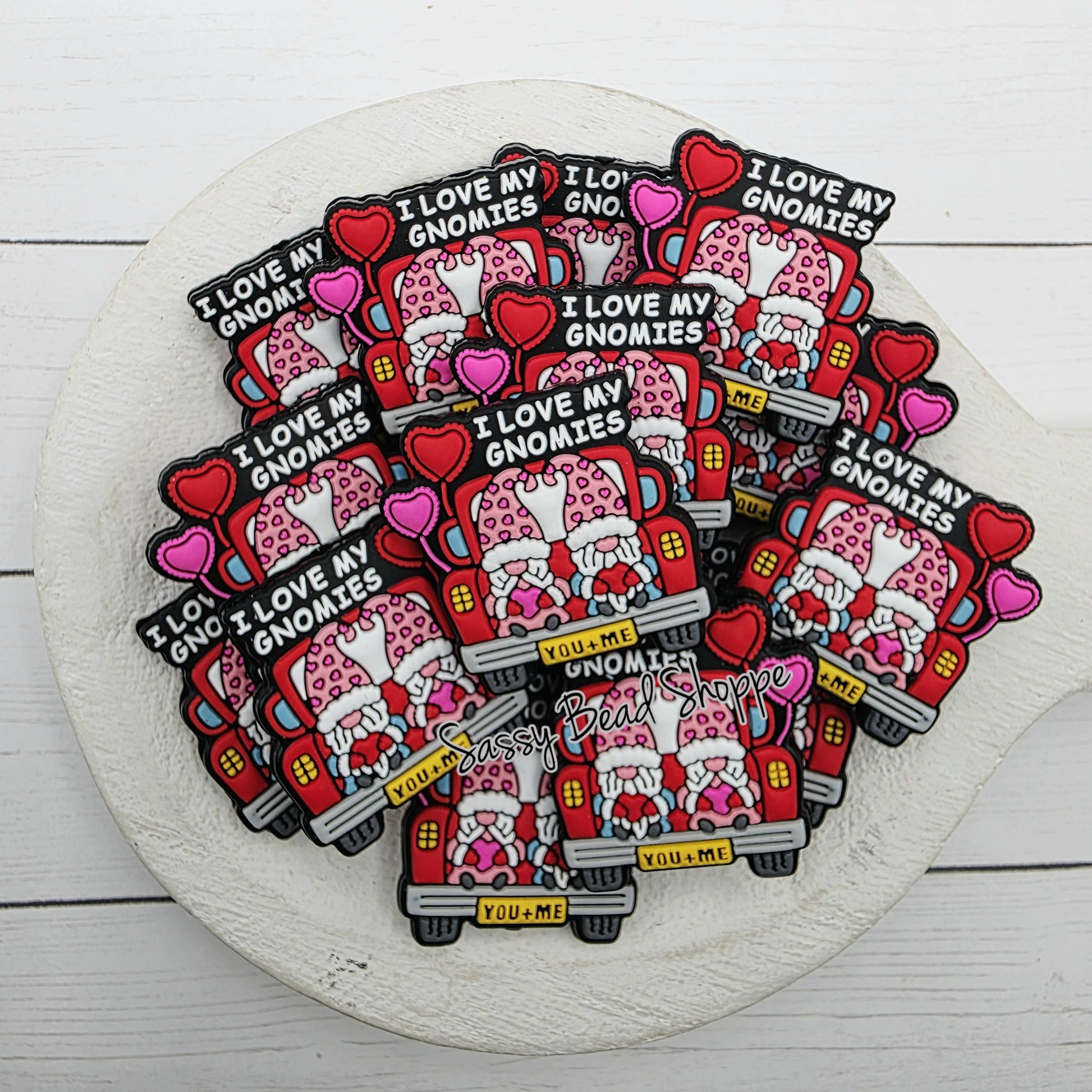 Love My Gnomies Silicone Focal Bead, DIY Pen Beads for Bracelets, Keychain Making, Car Charm Crafts, Jewelry, Cookie Scribes, Tumbler Charms