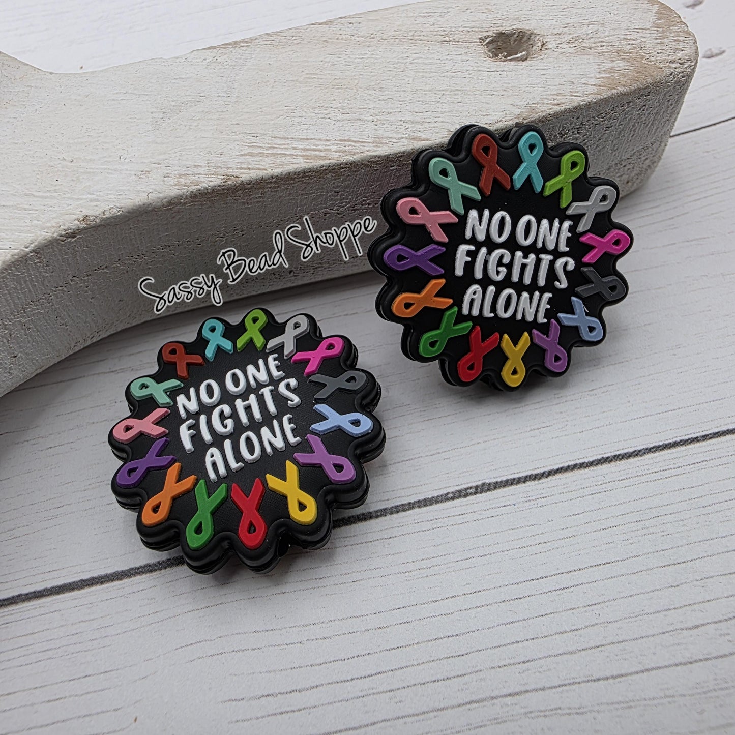 Support Awareness Focal Bead, Multicolor Ribbon Circle Bead for DIY Keychains, Wristlets, Pens, Car Charms, Cause Crafts