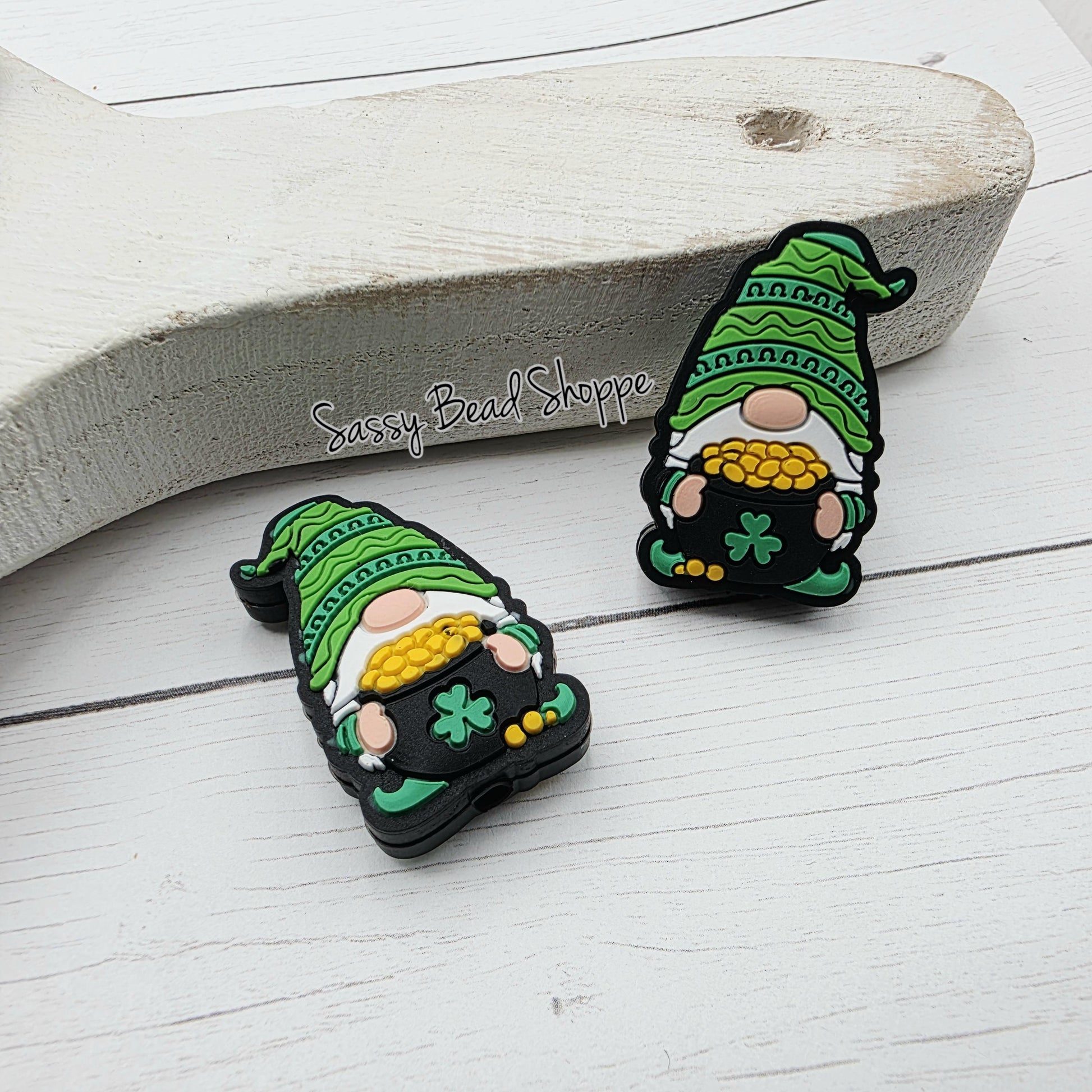 Lucky Gnome Focal Bead, Green St. Patrick’s Day Bead for DIY Pens, Keychains, Car Charms, Bracelets, Wristlets, Craft Projects