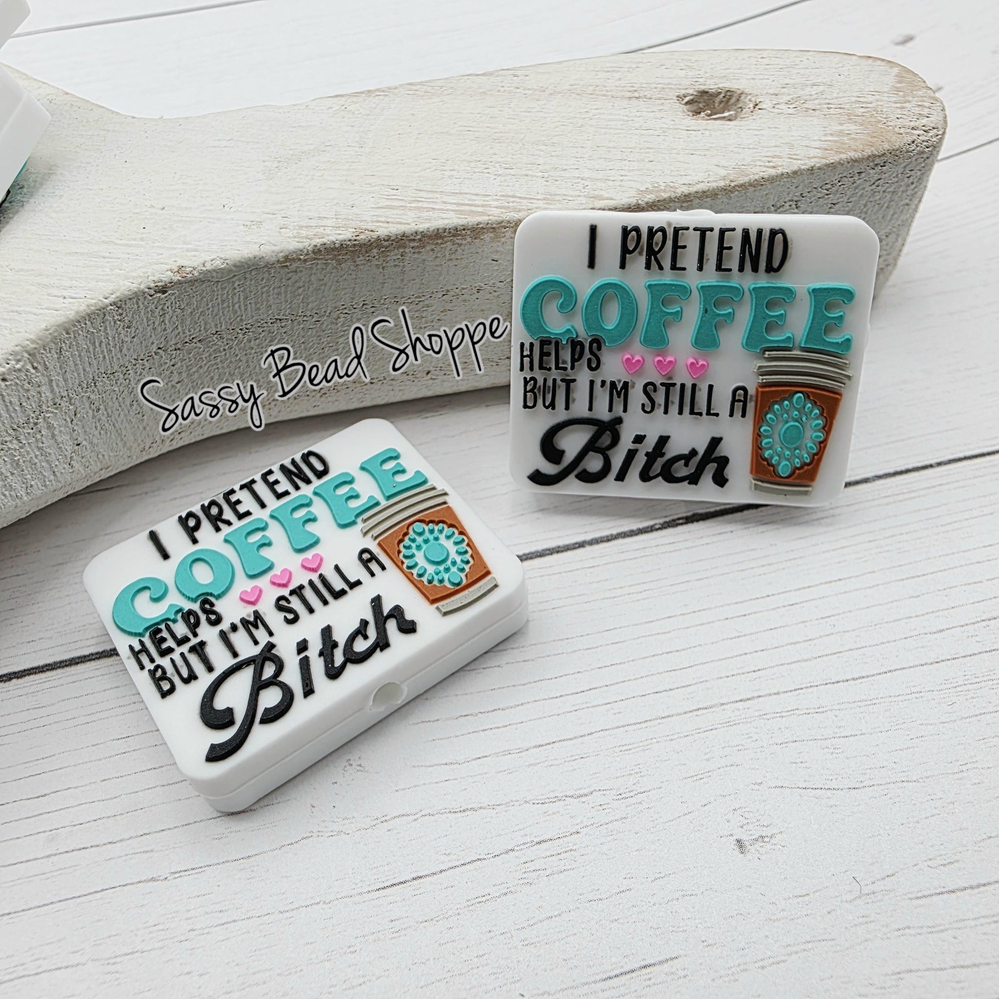 Coffee Lover Silicone Focal Bead, Bead Supply for Jewelry Making, DIY Keychains, Pens, Wristlets, Cookie Scribes, Car Charms, Bracelets