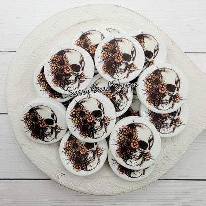 Skull With Flowers Focal Beads