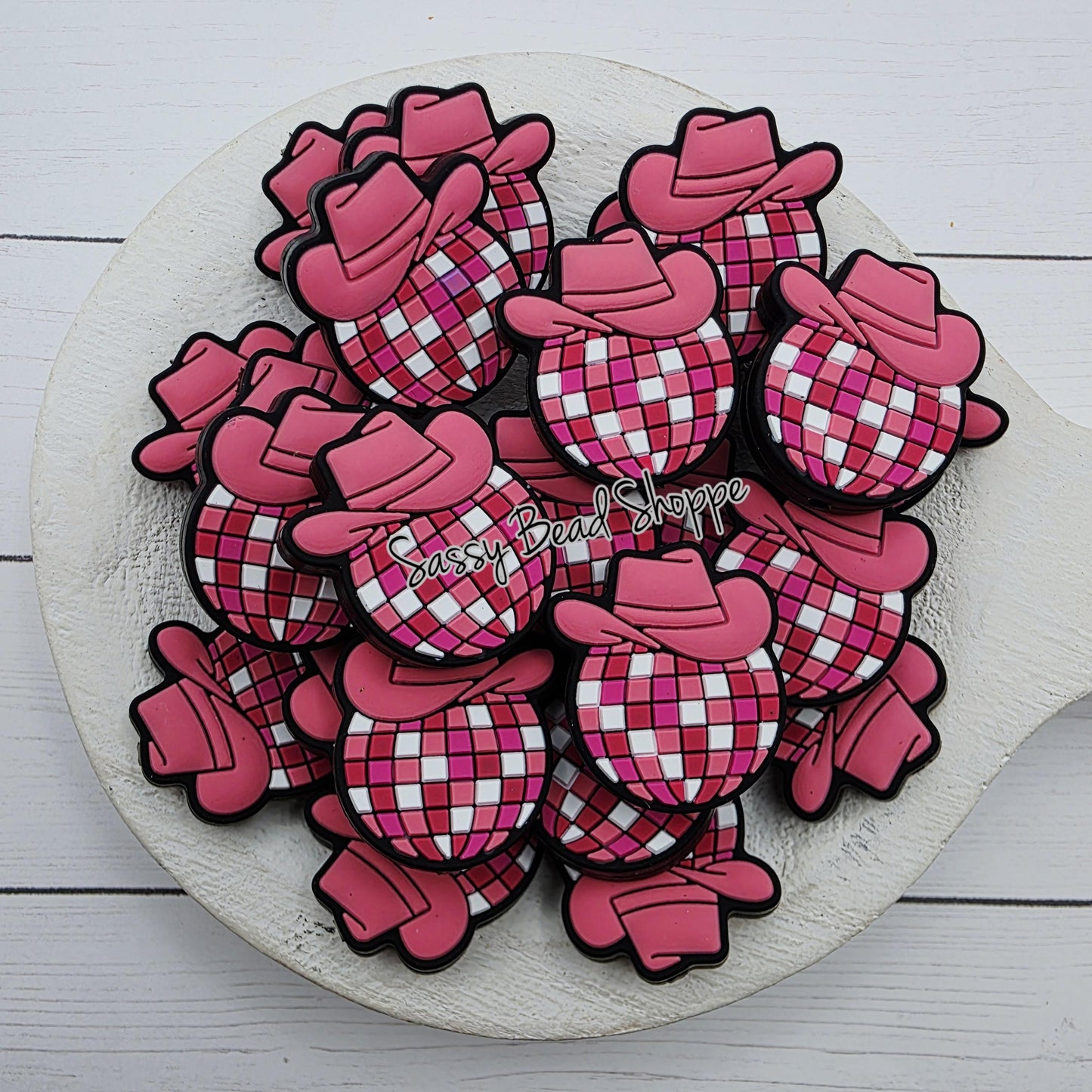 Cowgirl Disco Ball Silicone Focal Bead, 1–3 Count for DIY Badge Reels, Beaded Pens & Wristlets