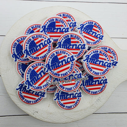 God Bless America Patriotic Craft Focal Bead, 1–3 Count for Pens Keychains Wristlets