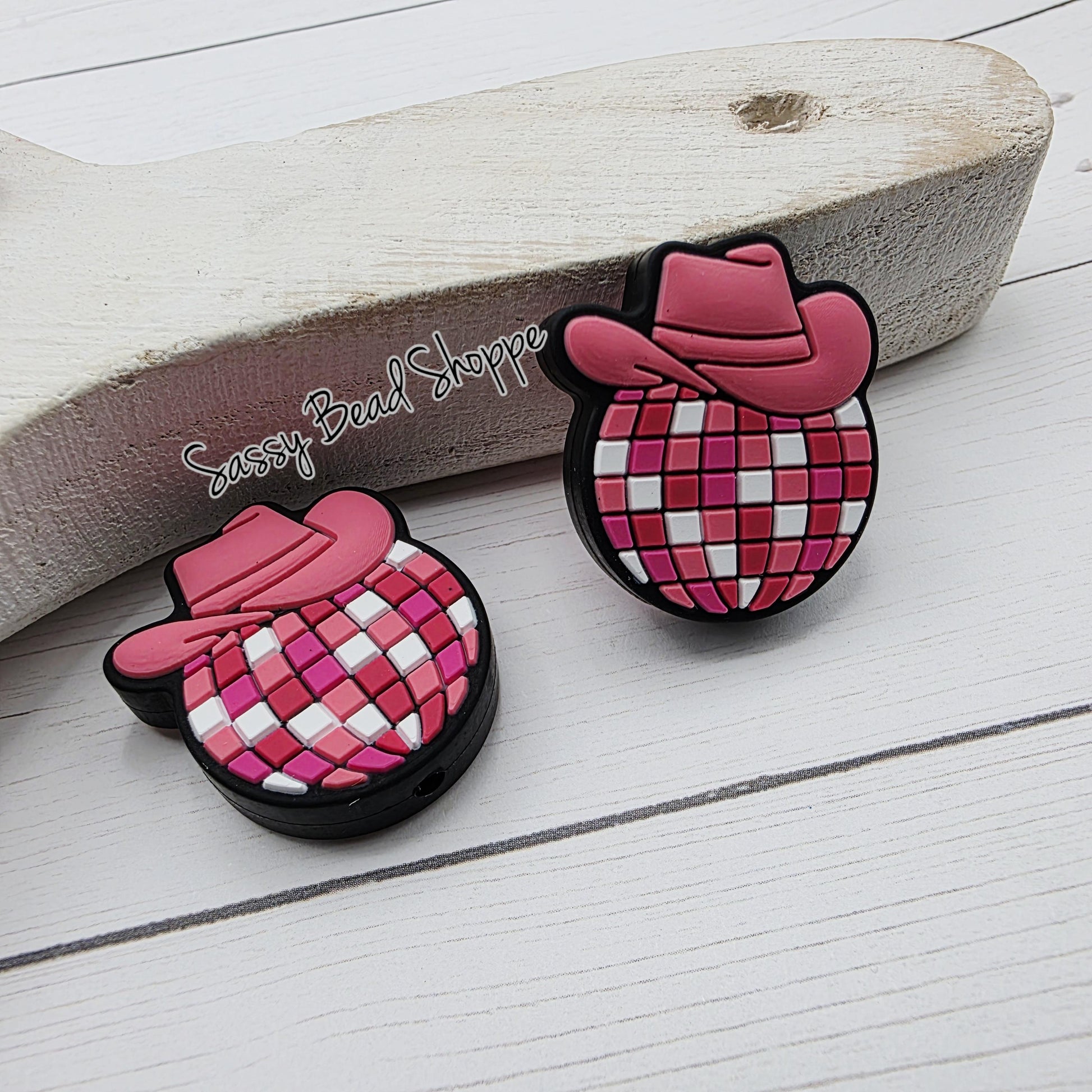 Cowgirl Disco Ball Silicone Focal Bead, 1–3 Count for DIY Badge Reels, Beaded Pens & Wristlets