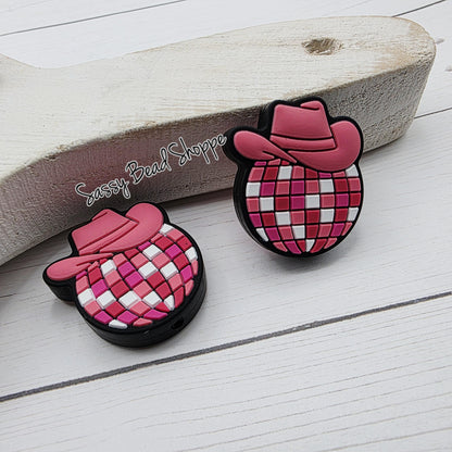 Cowgirl Disco Ball Silicone Focal Bead, 1–3 Count for DIY Badge Reels, Beaded Pens & Wristlets