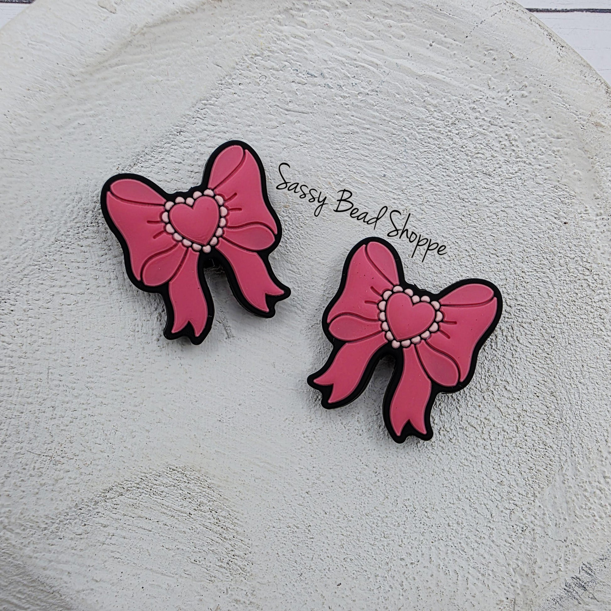 Pink Bow Silicone Focal Bead 20mm, 1–3 Count for DIY Keychains, Pens, Jewelry & Bracelets