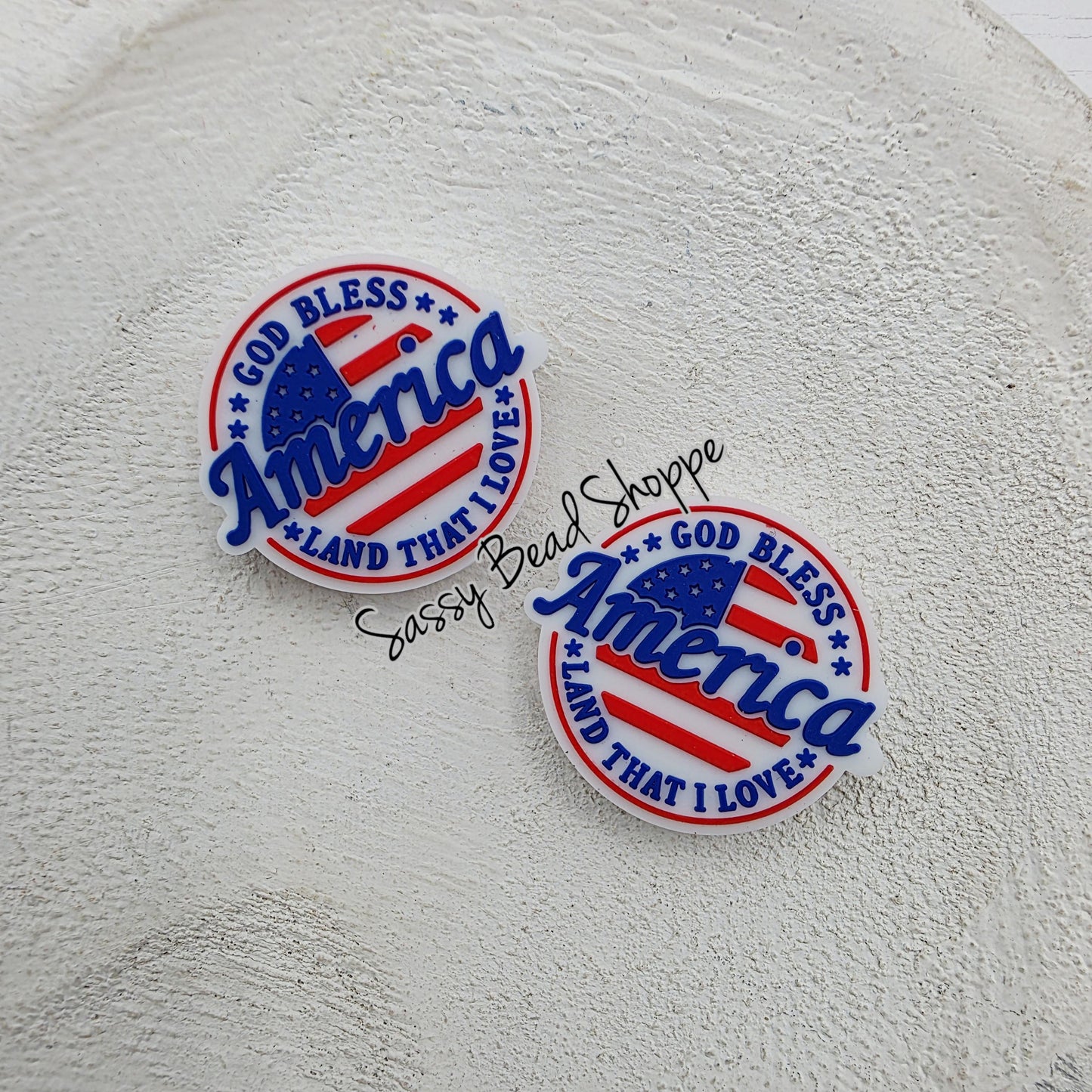 God Bless America Patriotic Craft Focal Bead, 1–3 Count for Pens Keychains Wristlets