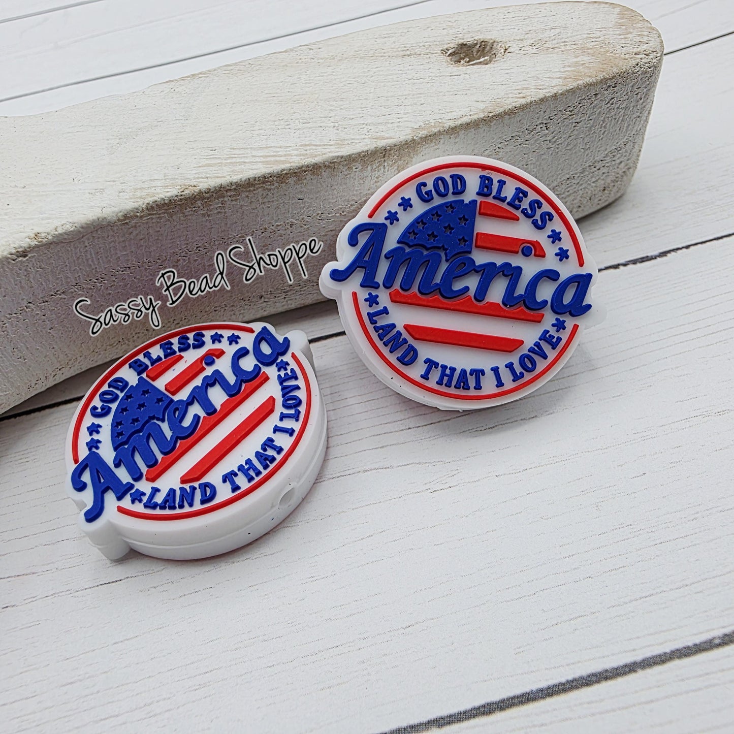 God Bless America Patriotic Craft Focal Bead, 1–3 Count for Pens Keychains Wristlets