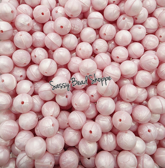 Light Pink Pearl 15mm Silicone Beads, 10 count Craft Beads for Jewelry, Cookie Scribes