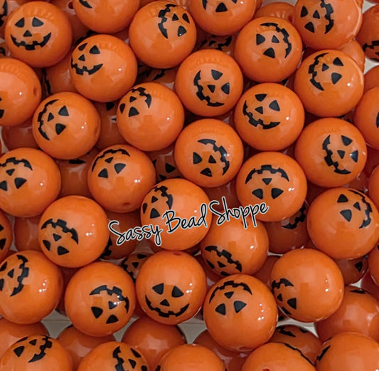 Pumpkin 20mm Acrylic Beads, 5 or 10 Count, Acrylic Beads for Pens, Chunky Beads, Halloween Beads