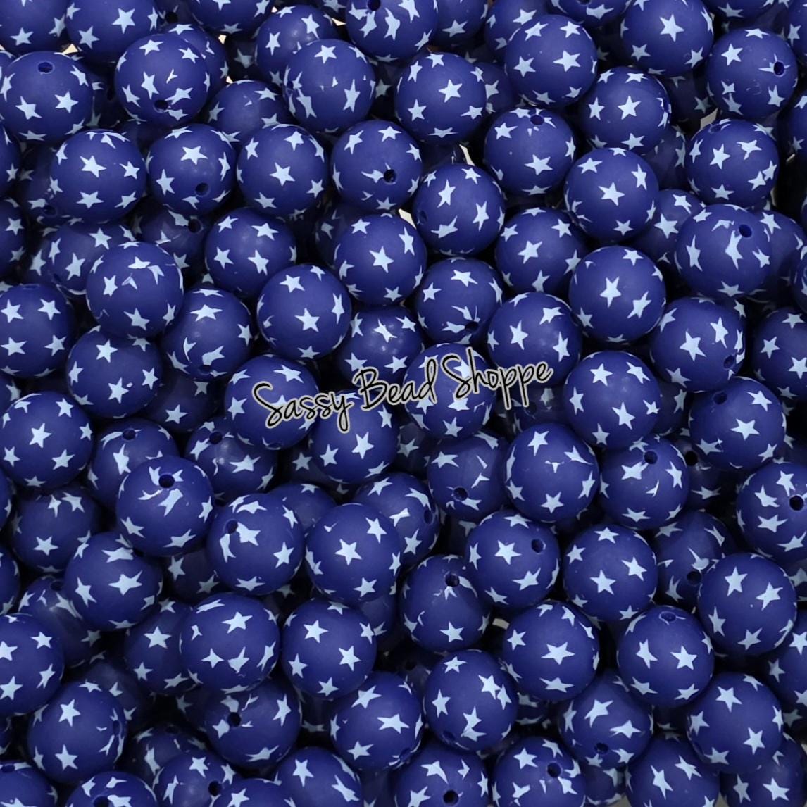 Stars 15mm Silicone Beads, 10 count for Jewelry Making, Badge Reels, Pens, Scribes
