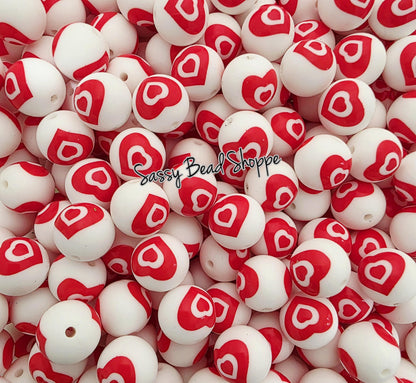 Double Heart 15mm Silicone Beads, 10 count for Craft Projects, Cookie Scribes, Keychains, Custom Pens