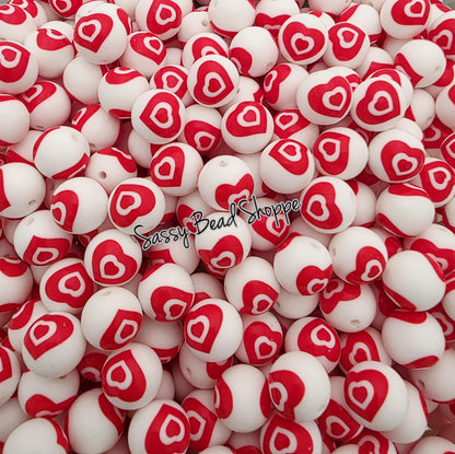 Double Heart 15mm Silicone Beads, 10 count for Craft Projects, Cookie Scribes, Keychains, Custom Pens