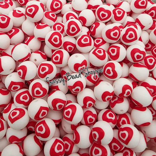 Double Heart 15mm Silicone Beads, 10 count for Craft Projects, Cookie Scribes, Keychains, Custom Pens