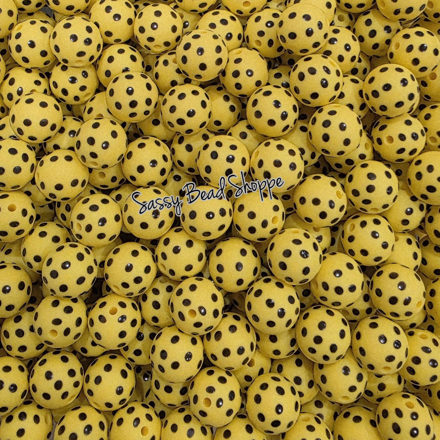 Yellow Polka Dot 15mm Silicone Beads, 10 Count for Pens, Keychains, Jewelry Making & DIY Crafts