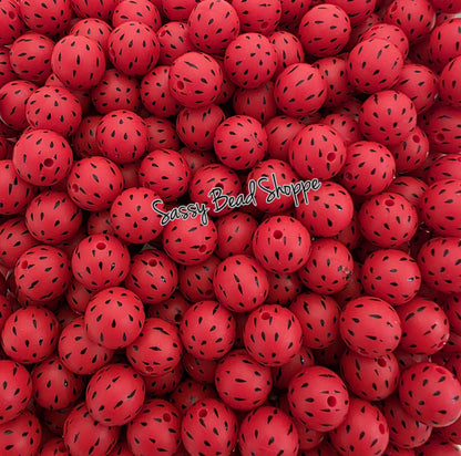 Watermelon Seeds 15mm Silicone Beads, 10 count for Jewelry, Scribes, Craft Projects